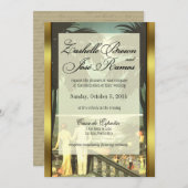 Art Deco Beach Faux Vellum Wedding Kaart (Voorkant / Achterkant)