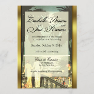 Art Deco Beach Faux Vellum Wedding Kaart
