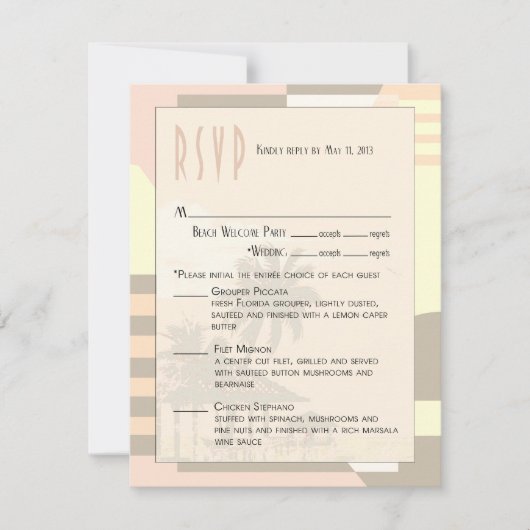 Art Deco Beach RSVP | blozen Kaartje (Voorkant)