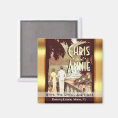 Art Deco  Beach sparen de datum gunst Magneet (Voorkant / Achterkant)