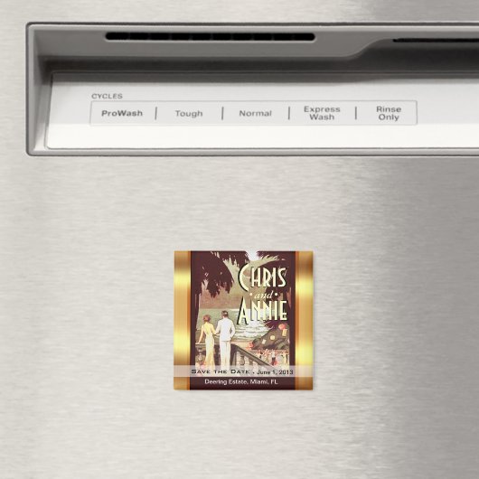 Art Deco  Beach sparen de datum gunst Magneet (Insitu (Vaatwasser))