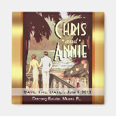 Art Deco  Beach sparen de datum gunst Magneet (Voorkant)