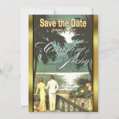 Art Deco  Beach Wedding Save The Date (Voorkant)