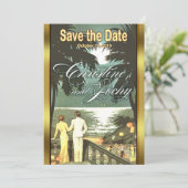 Art Deco  Beach Wedding Save The Date (Staand voorkant)