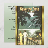 Art Deco  Beach Wedding Save The Date (Voorkant / Achterkant)