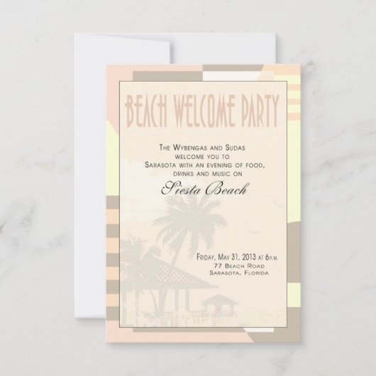 Art Deco  Beach Welkomstfeest | blozen Kaart (Voorkant)