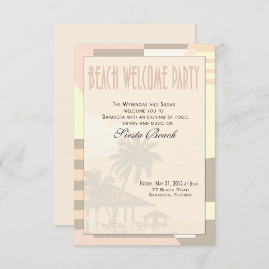 Art Deco  Beach Welkomstfeest | blozen Kaart (Voorkant / Achterkant)