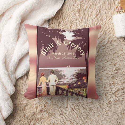 Art Deco Beach | zwarte roze Kussen (Deken)