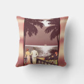 Art Deco  Beach | zwarte roze Kussen (Achterkant)