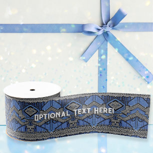 Art Deco - Beaded kleppers - blauw en zilver Grosgrain Lint