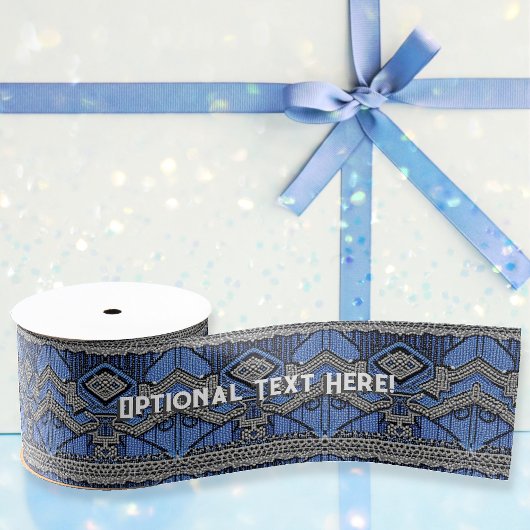 Art Deco - Beaded kleppers - blauw en zilver Grosgrain Lint