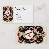 ART DECO BEAUTY MODE COSTUME DESIGNER MONOGRAM VISITEKAARTJE (Voorkant / Achterkant)