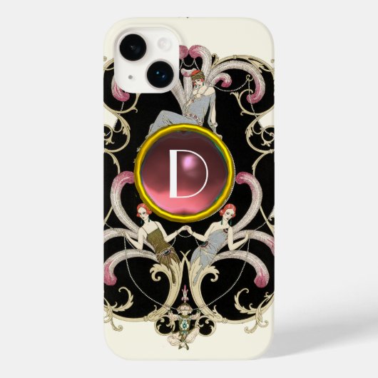 ART DECO BEAUTY MODE PINK GEMSTONE MONOGRAM Case-Mate iPhone CASE (Achterkant)