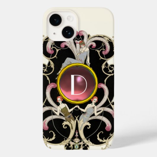 ART DECO BEAUTY MODE PINK GEMSTONE MONOGRAM Case-Mate iPhone CASE (Achterkant)