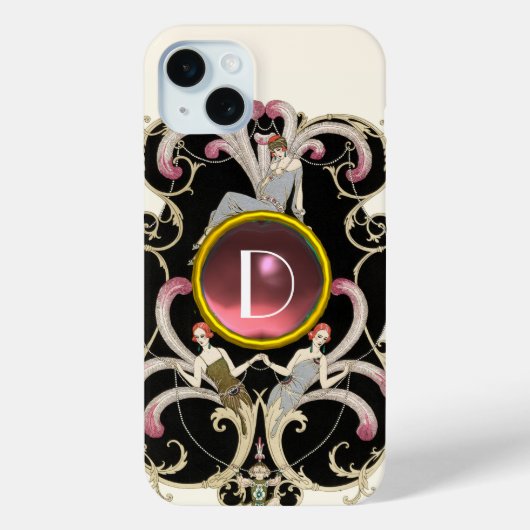 ART DECO BEAUTY MODE PINK GEMSTONE MONOGRAM Case-Mate iPhone CASE (Achterkant)