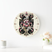 ART DECO BEAUTY MODE PINK GEMSTONE MONOGRAM GROTE KLOK (Huis)