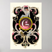 ART DECO BEAUTY MODE PINK GEMSTONE MONOGRAM POSTER (Voorkant)
