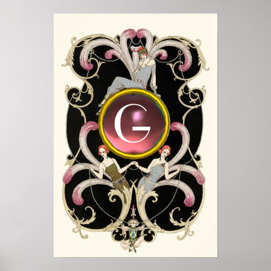 ART DECO BEAUTY MODE PINK GEMSTONE MONOGRAM POSTER (Voorkant)