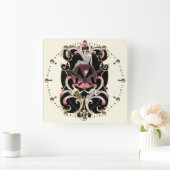 ART DECO BEAUTY MODE PINK GEMSTONE MONOGRAM VIERKANTE KLOK (Huis)