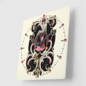 ART DECO BEAUTY MODE PINK GEMSTONE MONOGRAM VIERKANTE KLOK (Hoek)