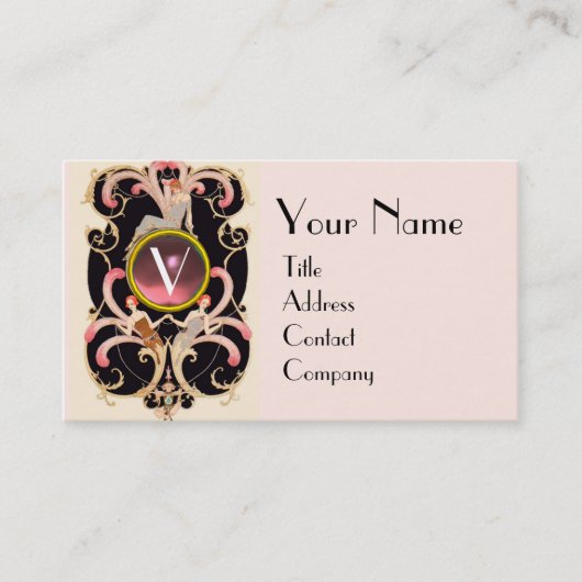 ART DECO BEAUTY MODE Pink GEMSTONE MONOGRAM Visitekaartje (Voorkant)