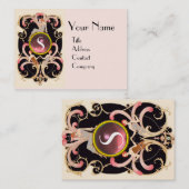 ART DECO BEAUTY MODE PINK GEMSTONE MONOGRAM VISITEKAARTJE (Voorkant / Achterkant)