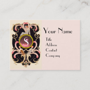 ART DECO BEAUTY MODE PINK GEMSTONE MONOGRAM VISITEKAARTJE