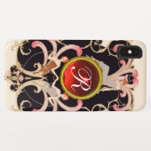 ART DECO BEAUTY MODE RED RUBY GEMSTONE MONOGRAM Case-Mate iPhone CASE (Achterkant (horizontaal))