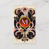 ART DECO BEAUTY MODE RED RUBY GEMSTONE MONOGRAM VISITEKAARTJE (Achterkant)