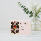 ART DECO BEAUTY MODE RED RUBY GEMSTONE MONOGRAM VISITEKAARTJE (Staand voorkant)