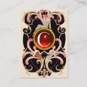 ART DECO BEAUTY MODE RED RUBY GEMSTONE MONOGRAM VISITEKAARTJE (Achterkant)