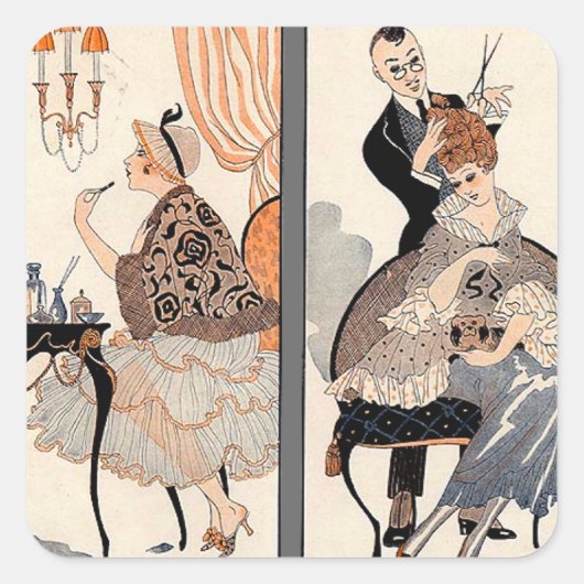 Art Deco Beauty Vierkante Sticker (Voorkant)