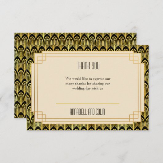 Art deco bedankt kaart (Voorkant / Achterkant)