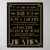 Art Deco Bedankt voor de huwelijksborden Poster (Voorkant)