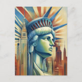 Art Deco Beeld van de Vrijheid NYC Silhouet Briefkaart (Voorkant)