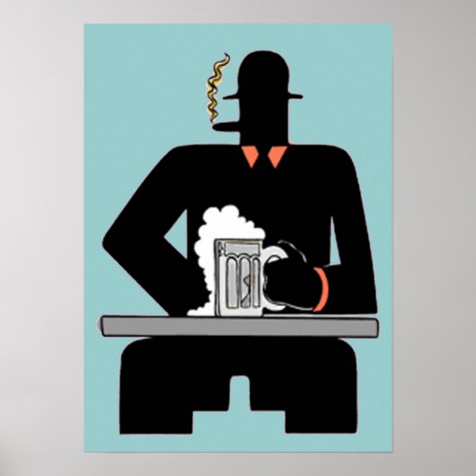 Art Deco Beer Drinker Poster (Voorkant)