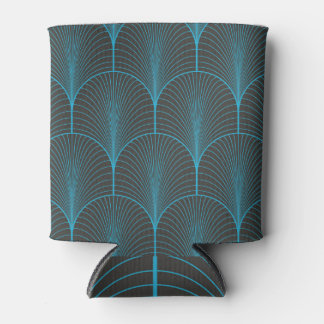 Art deco behang: zwart en blauw patroon blikjeskoeler
