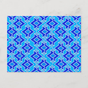 Art Deco behangpatroon, Cerulean blauw Briefkaart