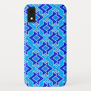 Art Deco Behangpatroon, Ceruleanblauw iPhone XR Hoesje