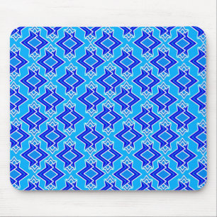 Art Deco Behangpatroon, Ceruleanblauw Muismat