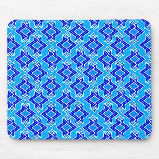 Art Deco Behangpatroon, Ceruleanblauw Muismat (Voorkant)
