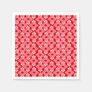Art Deco behangpatroon, donkerrood en roze Servet