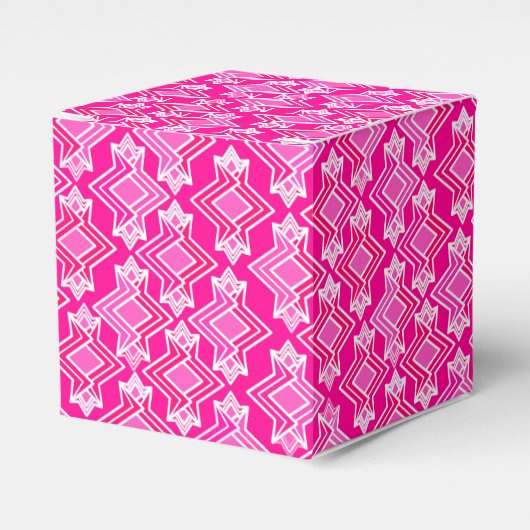 Art Deco Behangpatroon, Fuchsia Roze Bedankdoosjes (Voorkant Zijde)