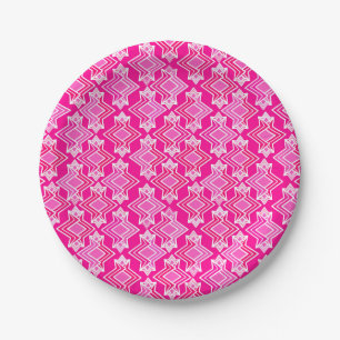 Art Deco Behangpatroon, Fuchsia Roze Papieren Bordje
