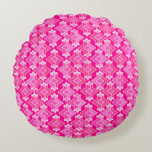 Art Deco behangpatroon, Fuchsia roze Rond Kussen