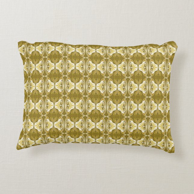Art Deco behangpatroon - goud en wit Decoratief Kussen (Achterkant)