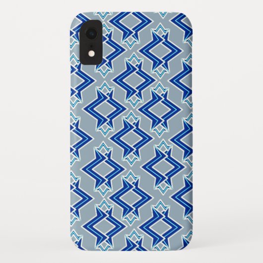 Art Deco behangpatroon, grijs en blauw Case-Mate iPhone Case (Achterkant)