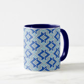 Art Deco behangpatroon, grijs en blauw Mok (Voorkant rechts)