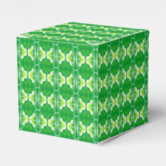 Art Deco-behangpatroon - groen en wit Bedankdoosjes (Voorkant Zijde)