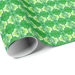 Art Deco-behangpatroon - groen en wit Cadeaupapier